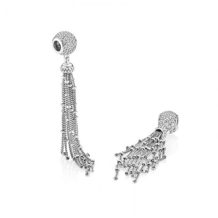 Pandora Charm-Enchanted Tassel Pendant-Clear CZ Jewelry