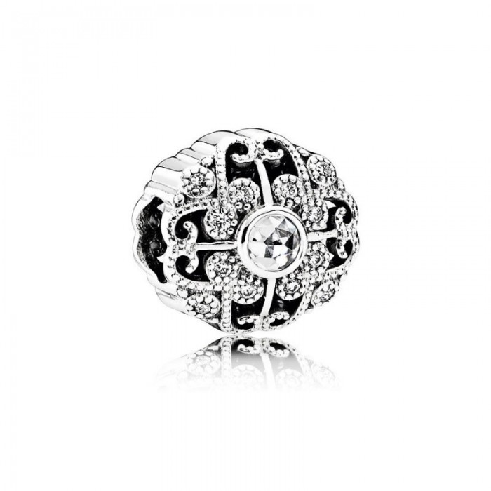 Pandora Charm-Fairytale Bloom-Clear CZ Jewelry