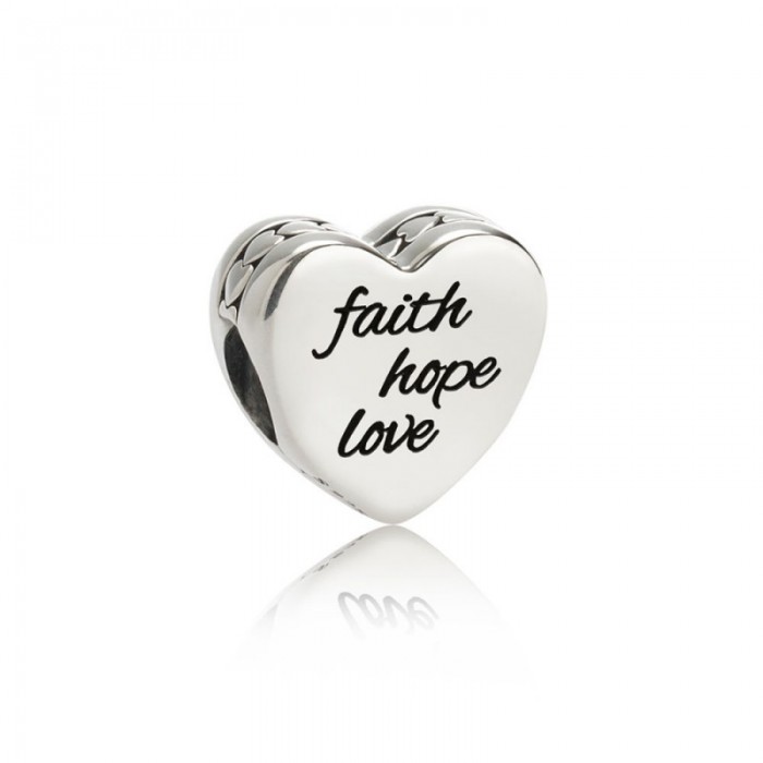 Pandora Charm-Faith-Hope-Love-Black Enamel Jewelry