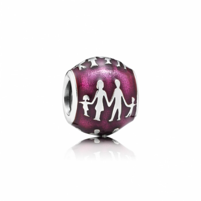 Pandora Charm-Family Silhouette-Transparent Fuchsia Enamel Jewelry