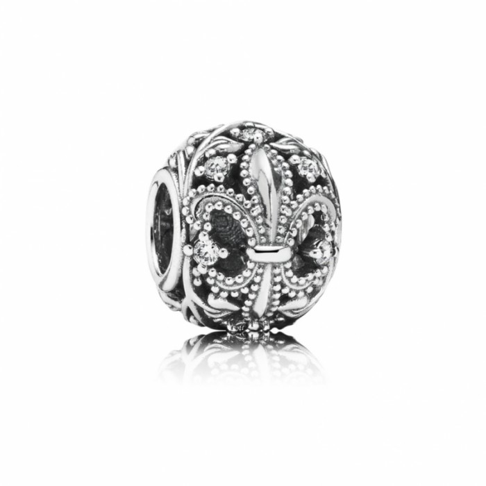 Pandora Charm-Fleur-De-Lis-Clear CZ Jewelry