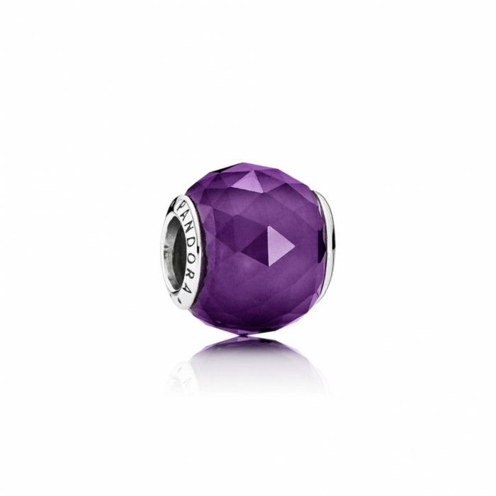 Pandora Charm-Geometric Facets-Royal-Purple Crystal Jewelry