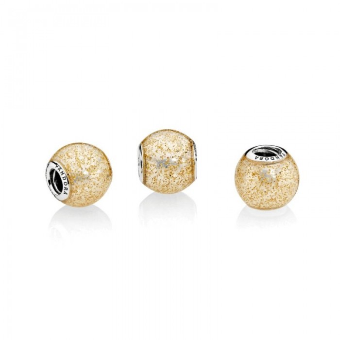 Pandora Charm-Glitter Ball-Golden Glitter Enamel Jewelry