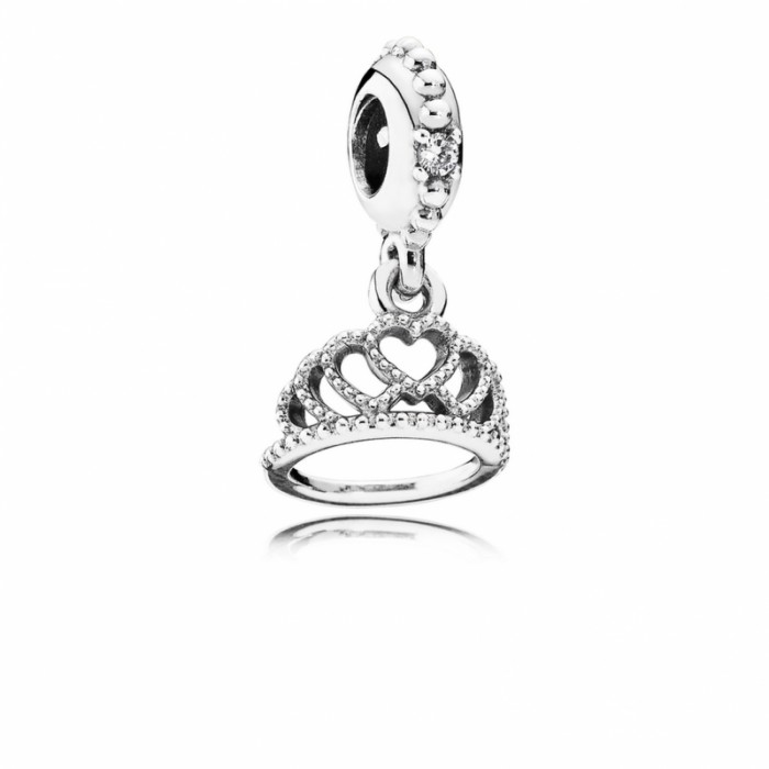 Pandora Charm-Hearts Tiara Dangle-Clear CZ Jewelry