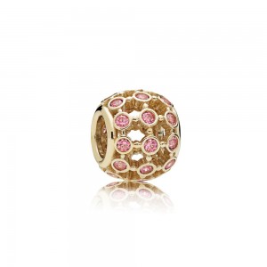 Pandora Charm-In the Spotlight Openwork-14K Gold-Fancy Pink CZ Jewelry