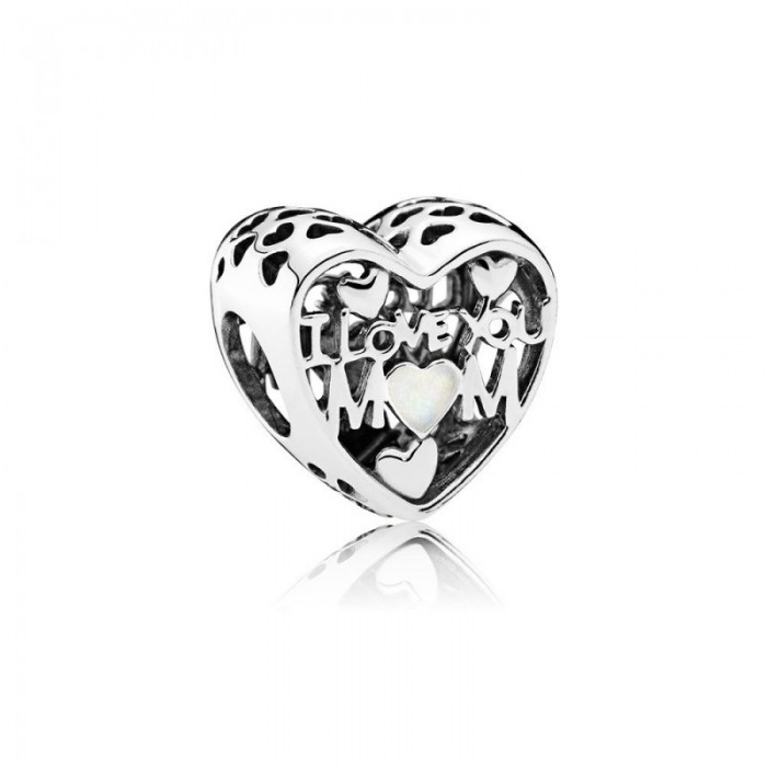 Pandora Charm-Love for Mother-Silver Enamel Jewelry