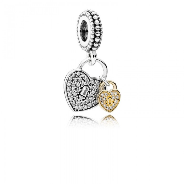 Pandora Charm-Love Locks Dangle-Clear CZ PU Jewelry