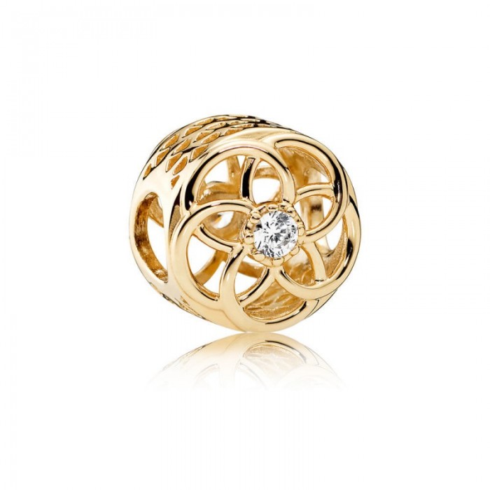 Pandora Charm-Loving Bloom-14K Gold Clear CZ Jewelry