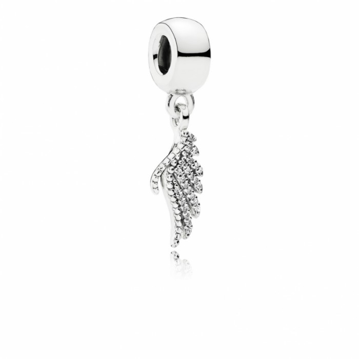 Pandora Charm-Majestic Feather Dangle-Clear CZ Jewelry