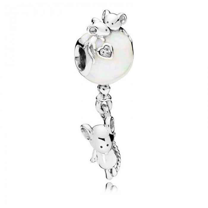 Pandora Charm-Mouse Balloon Dangle-Pearlescent Enamel Jewelry
