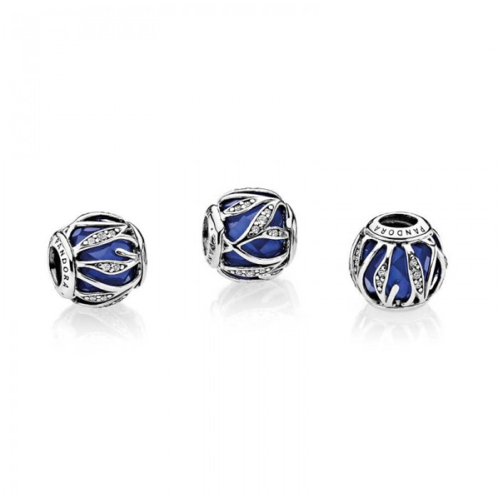 Pandora Charm-Nature's Radiance-Royal Blue Crystal Clear CZ Jewelry