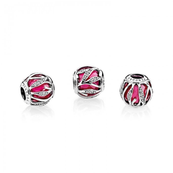 Pandora Charm-Nature's Radiance-Synthetic Ruby Clear CZ Jewelry