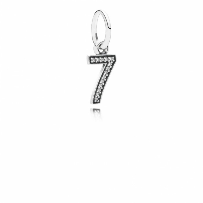 Pandora Charm-Number 7 Dangle-Clear CZ Jewelry