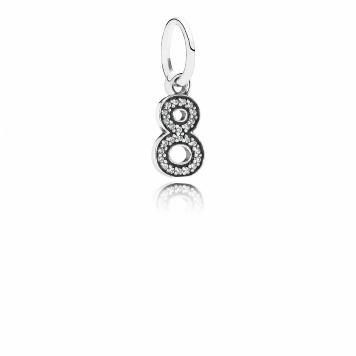 Pandora Charm-Number 8 Dangle-Clear CZ Jewelry