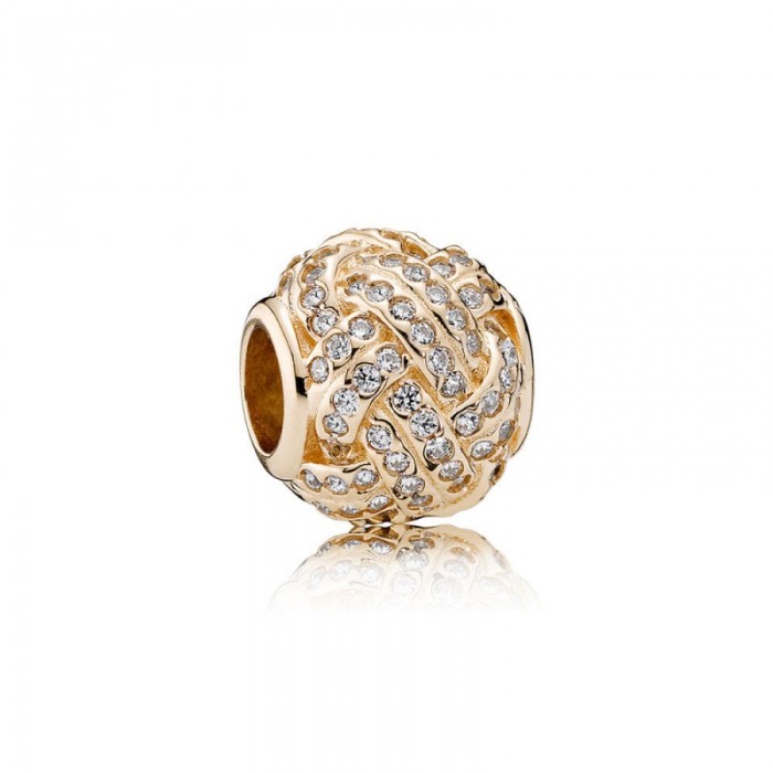 Pandora Charm-Sparkling Love Knot-14K Gold-Clear CZ Jewelry