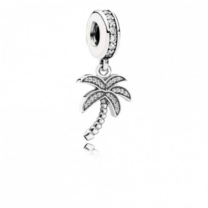 Pandora Charm-Sparkling Palm Tree Dangle-Clear CZ Jewelry