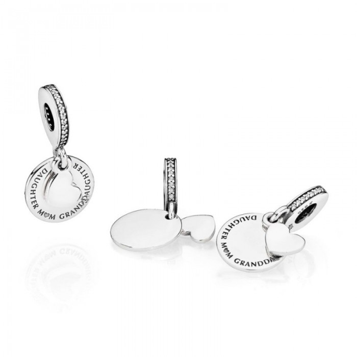 Pandora Charm-Three Generations Dangle-Clear CZ Jewelry