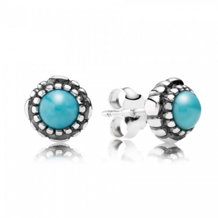 Pandora Earring-December Birthstone Turquoise Birthstone Stud Jewelry
