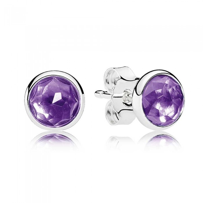 Pandora Earring-February Birthstone Amethyst Droplet Jewelry