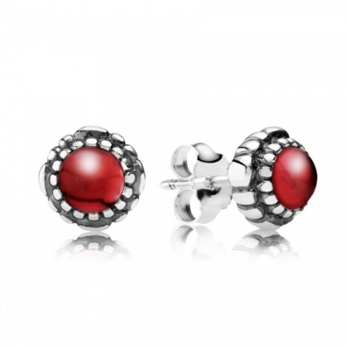 Pandora Earring-January Birthstone Garnet Stud Jewelry