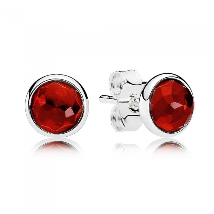 Pandora Earring-July Birthstone Ruby Droplet-925 Silver Jewelry