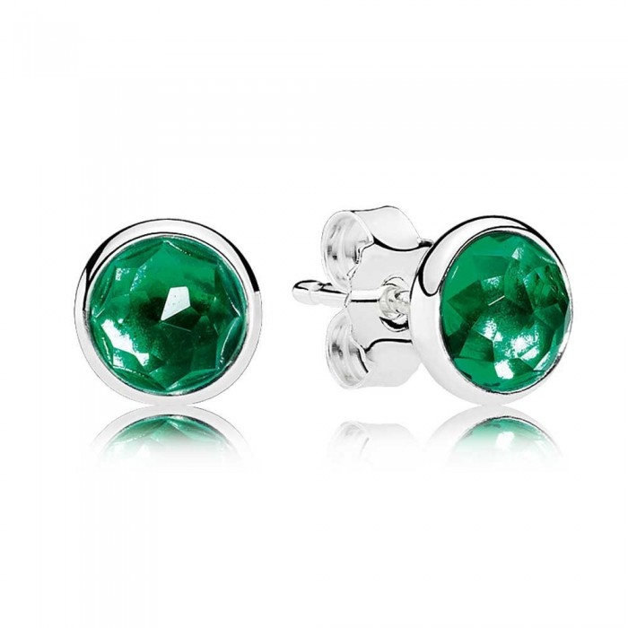 Pandora Earring-May Birthstone Green Crystal Droplet Jewelry