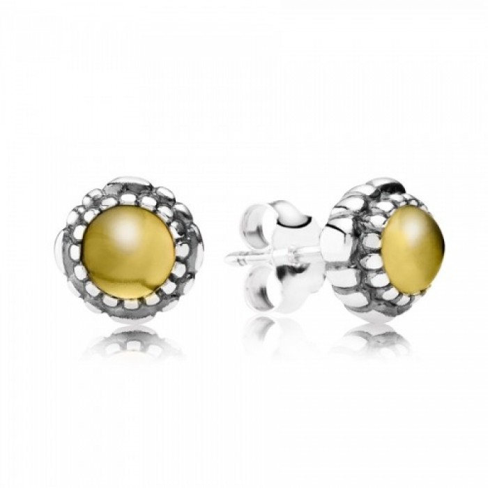 Pandora Earring-November Birthstone Citrine Birthstone Stud Jewelry