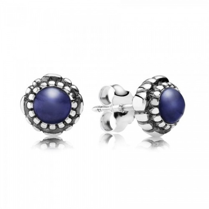 Pandora Earring-September Birthstone Lapis Lazuli Birthstone Stud Jewelry