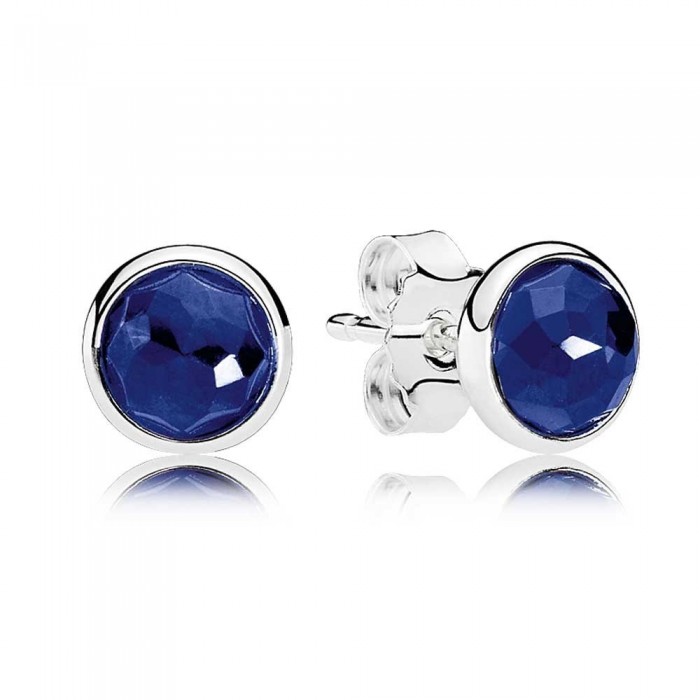 Pandora Earring-September Birthstone Sapphire Droplet-925 Silver Jewelry