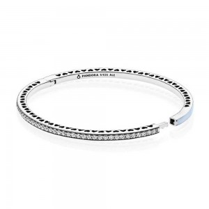 Pandora Bracelet-Blue Radiant Hearts Of Love Bangle-CZ Jewelry