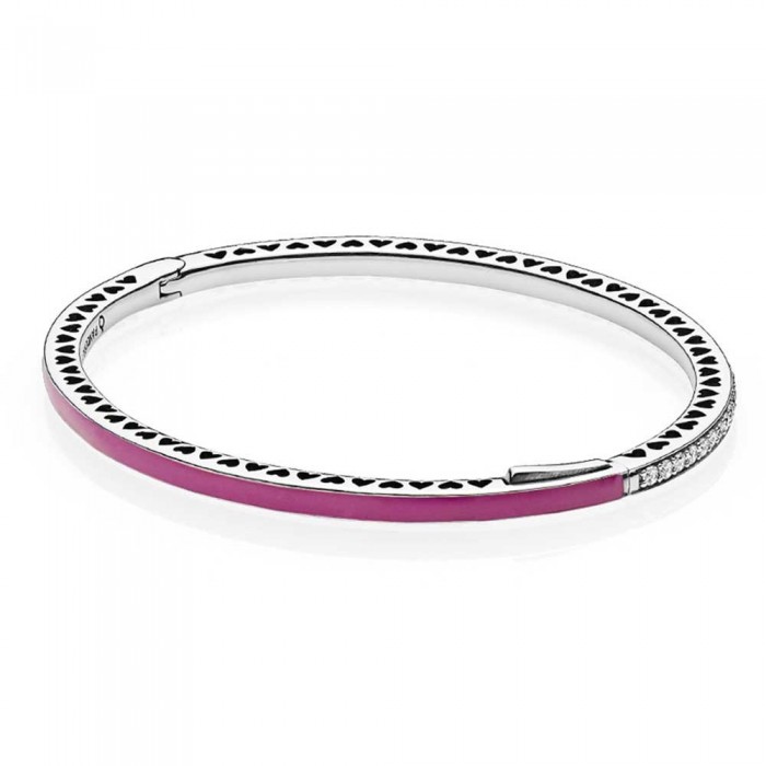 Pandora Bracelet-Cerise Radiant Hearts Of Love Bangle Jewelry