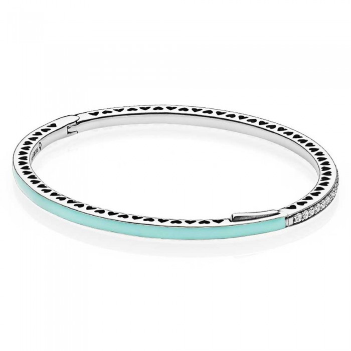 Pandora Bracelet-Mint Radiant Hearts Of Love Bangle Jewelry