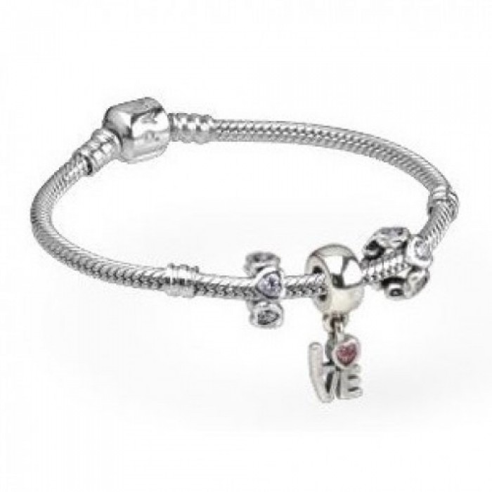 Pandora Bracelet-Pink Love Dropper Complete Jewelry