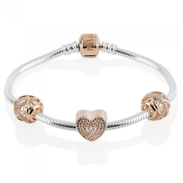 Pandora Bracelet-Sweetheart Love Complete-Rose Gold Jewelry
