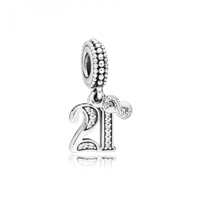 Pandora Charm-21 Years Love Dangle-Clear CZ Jewelry