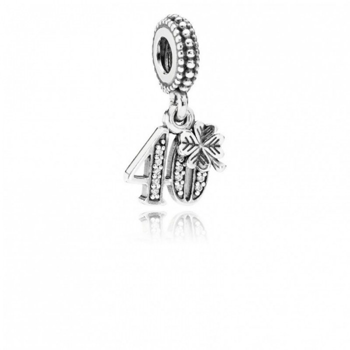 Pandora Charm-40 Years Love Dangle-Clear CZ Jewelry