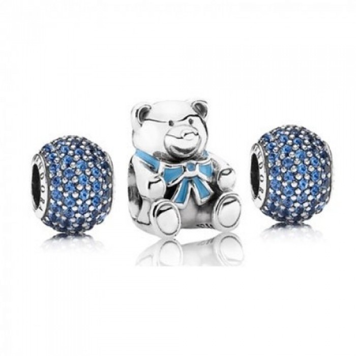 Pandora Charm-Blue For A Boy Baby-Pave CZ-Silver Jewelry