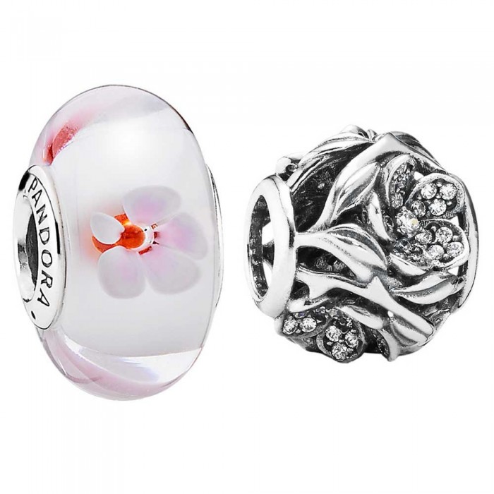 Pandora Charm-Cherry Blossom Floral-Silver Jewelry
