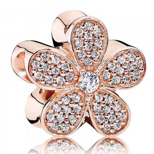 Pandora Charm-Dazzling Daisy Floral-CZ-Rose Gold Jewelry