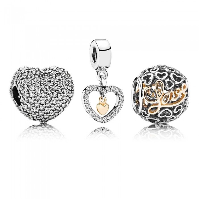 Pandora Charm-Delicate Hearts Love Jewelry