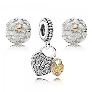 Pandora Charm-Love Locked-Pave CZ-Silver Jewelry
