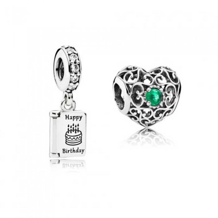 Pandora Charm-May Birthday Birthstone-Silver Jewelry