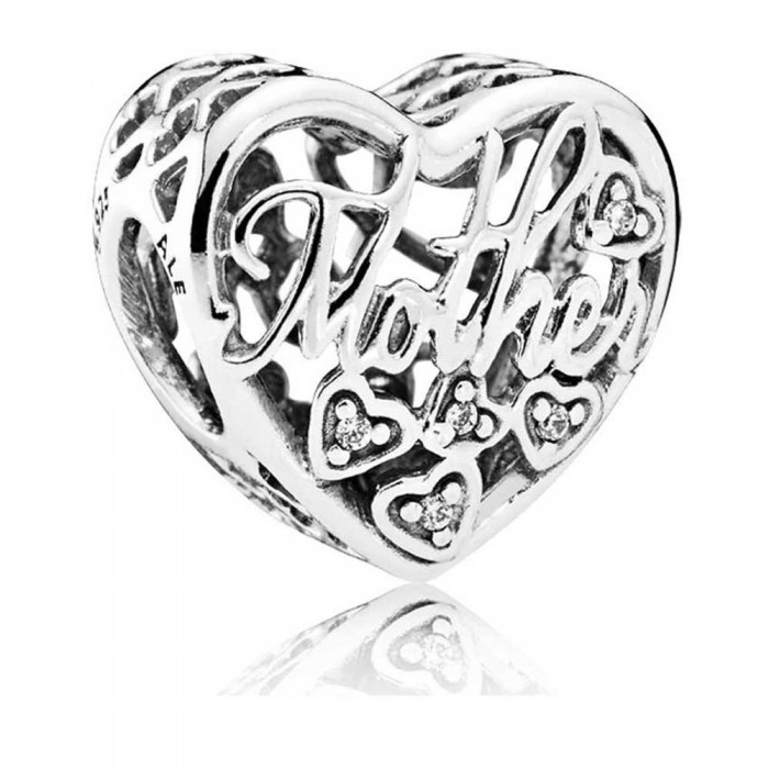 Pandora Charm-Mother And Son Bond Family-CZ-Silver Jewelry
