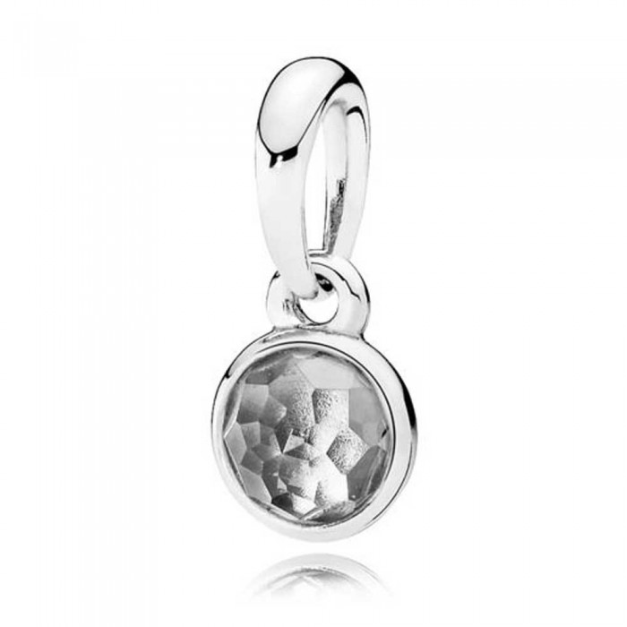 Pandora Necklace-April Droplet Rock Crystal Birthstone Pendant Jewelry