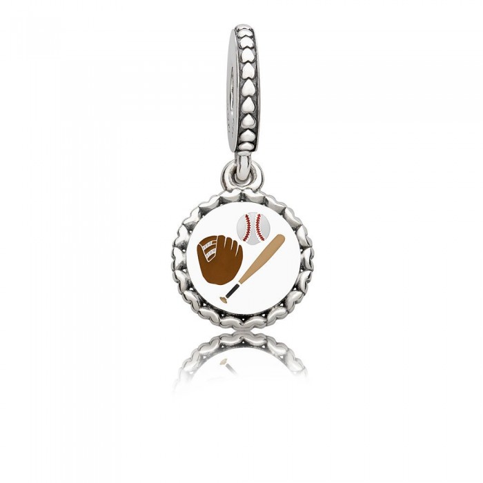 Pandora Necklace-Baseball Dangle-Mixed Enamel Jewelry