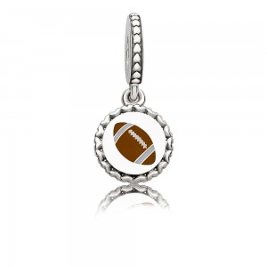 Pandora Necklace-Football Dangle-Mixed Enamel Jewelry