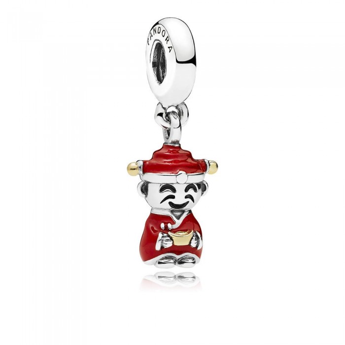 Pandora Necklace-Fortune Luck Dangle-Red Black Enamel Jewelry