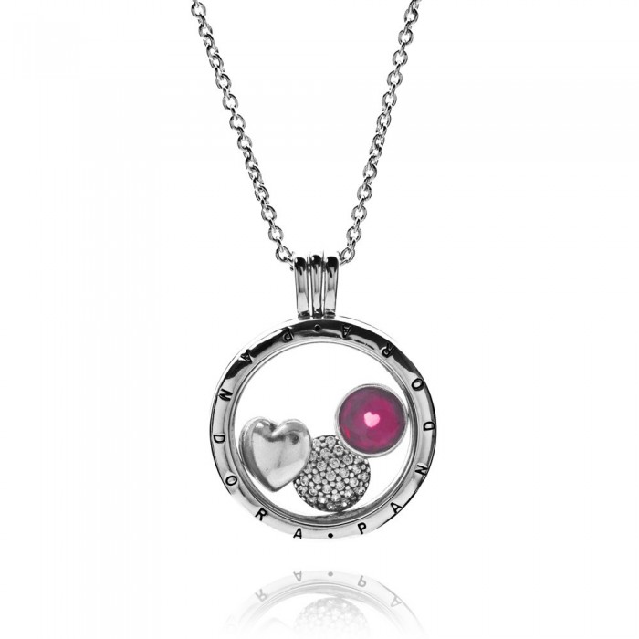 Pandora Necklace-July Petite Memories Birthstone Locket-Silver Jewelry