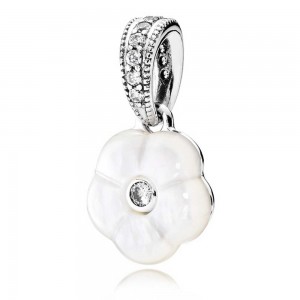 Pandora Necklace-Luminous Floral Floral Pendant-Pave CZ Jewelry