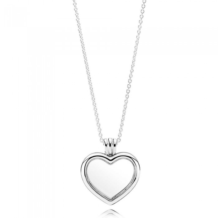Pandora Necklace-Petite Memories Floating Heart Love Locket Jewelry